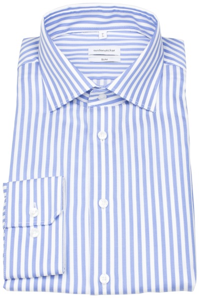 Seidensticker Hemd - Slim Fit - Haifischkragen - Struktur - Streifen - hellblau / weiß - 643550 13 