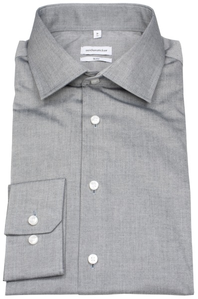 Seidensticker Hemd - Slim Fit - Kentkragen - Chambray - grau - 666250 37 