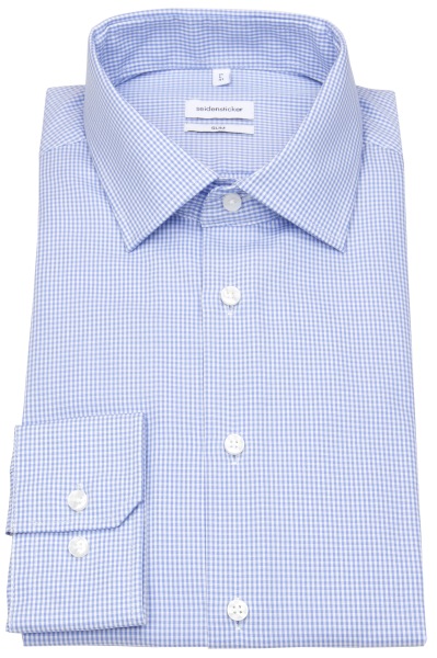 Seidensticker Hemd - Slim Fit - Kentkragen - fein kariert - hellblau / weiß - 693660 12 