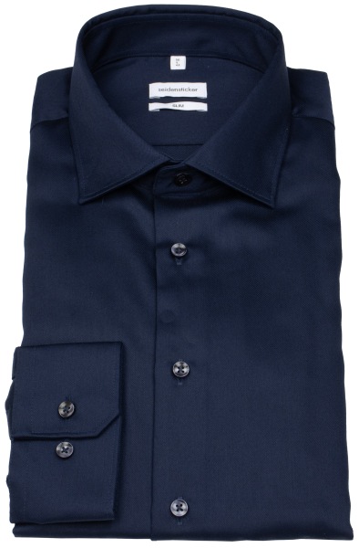 Seidensticker Hemd - Slim Fit - Kentkragen - Feintwill - dunkelblau - ohne OVP