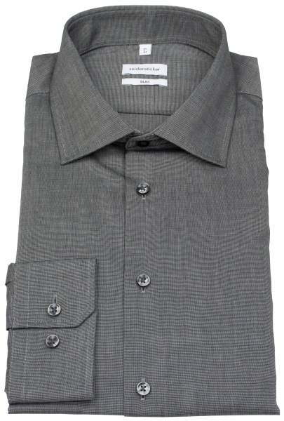 Seidensticker Hemd - Slim Fit - Kentkragen - Fil-a-Fil - anthrazit - 666260 37 