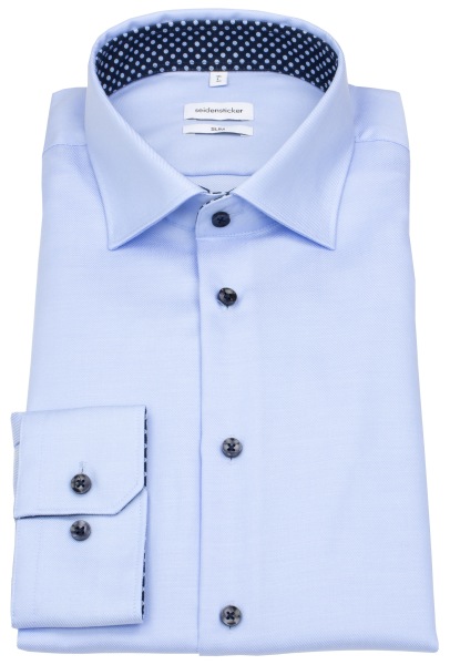 Seidensticker Hemd - Slim Fit - Kentkragen - Kontrastknöpfe - hellblau