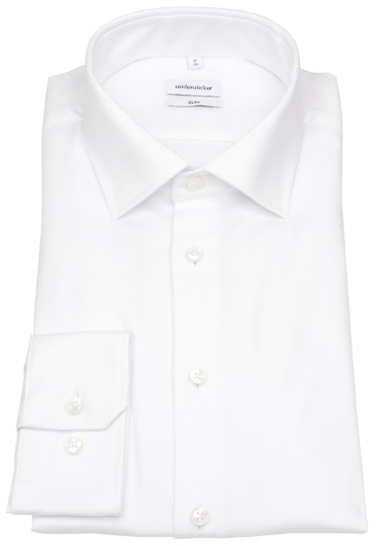 Seidensticker Hemd - Slim Fit - Kentkragen - Twill Struktur - weiß