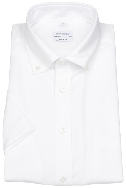 Seidensticker Chemise à manches courtes - Regular Fit - col boutonné - blanc