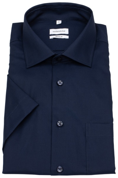 Seidensticker Kurzarmhemd - Regular Fit - Kentkragen - dunkelblau