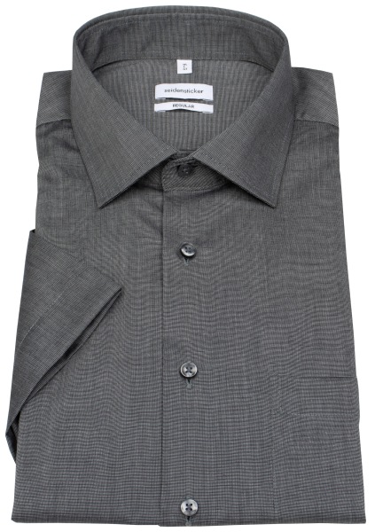 Seidensticker Chemise à manches courtes - Regular Fit - col Kent - Fil-à-Fil - anthracite
