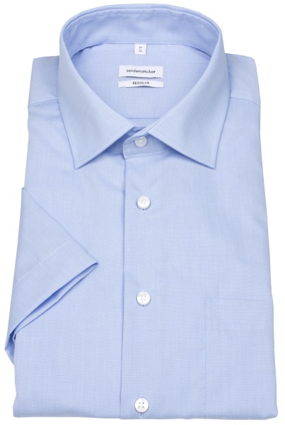 Seidensticker Chemise à manches courtes - Regular Fit - col kent - Fil-à-Fil - bleu clair