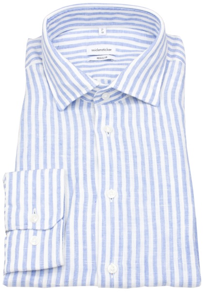 Seidensticker Leinenhemd - Regular Fit - Streifen - hellblau / weiß