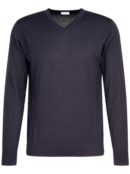 Seidensticker Pullover - Merinowolle - V-Ausschnitt - dunkelblau - 251590 19 