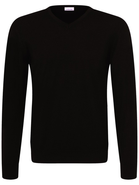 Seidensticker Pullover - Merinowolle - V-Ausschnitt - schwarz - 251590 39 
