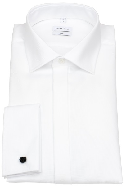 Seidensticker Smokinghemd - Slim Fit - Kentkragen - Umschlagmanschette - Struktur - weiß