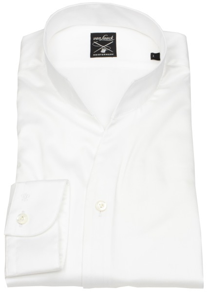 van Laack Hemd - Slim Fit - Stehkragen - Twill - weiß - ohne OVP
