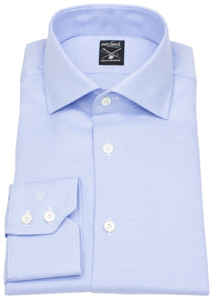 van Laack Shirt - Tailor Fit - Shark Collar - Masterpiece - Texture - Light Blue