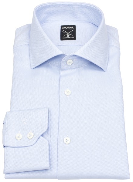 van Laack Shirt - Tailor Fit - Shark Collar - Meisterwerk - Texture - Light Blue