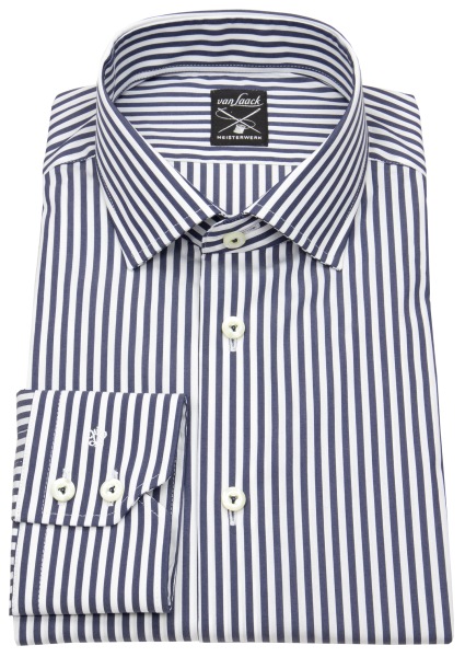 van Laack Hemd - Tailor Fit - Kentkragen - Meisterwerk - Streifen - dunkelblau / weiß