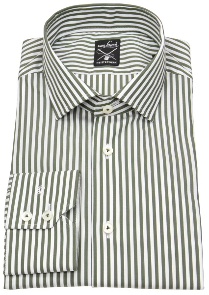 van Laack Hemd - Tailor Fit - Kentkragen - Meisterwerk - Streifen - grün / weiß