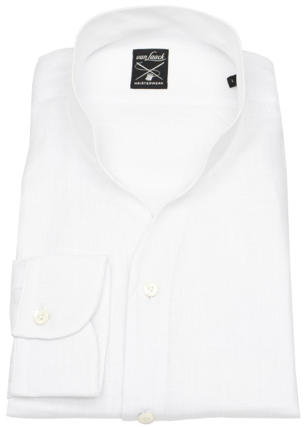 van Laack Leinenhemd - Tailor Fit - Stehkragen - weiß