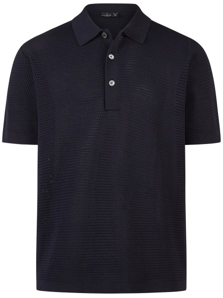 van Laack Poloshirt - Regular Fit - Retro Struktur - Air Cotton - dunkelblau