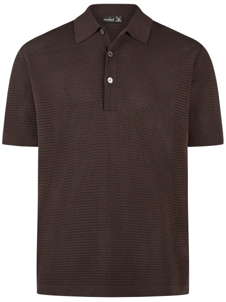 van Laack Poloshirt - Regular Fit - Retro Struktur - Air Cotton - dunkelbraun