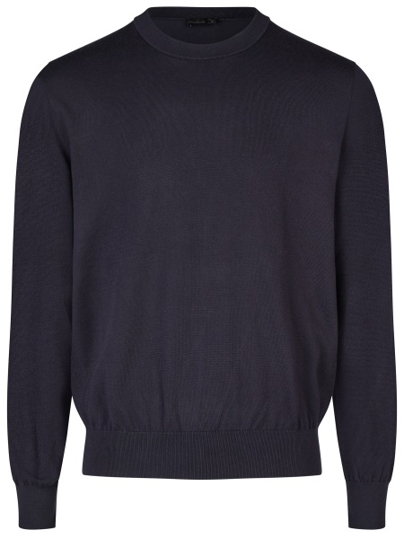 van Laack Pullover - Rundhals - Baumwolle mit Seide - dunkelblau