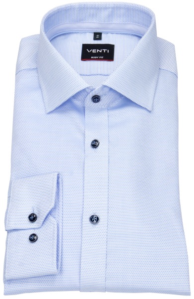 Venti Hemd - Body Fit - Kentkragen - Kontrastknöpfe - hellblau - ohne OVP