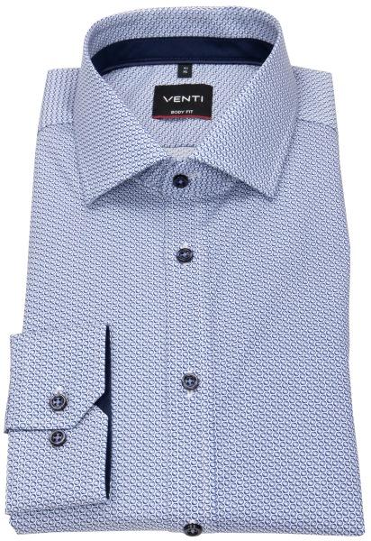 Venti Hemd - Body Fit - Kentkragen - Print - Kontrastknöpfe - hellblau - 134024600 100 