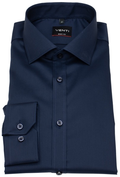 Venti Hemd - Body Fit - Kentkragen - Twill - dunkelblau