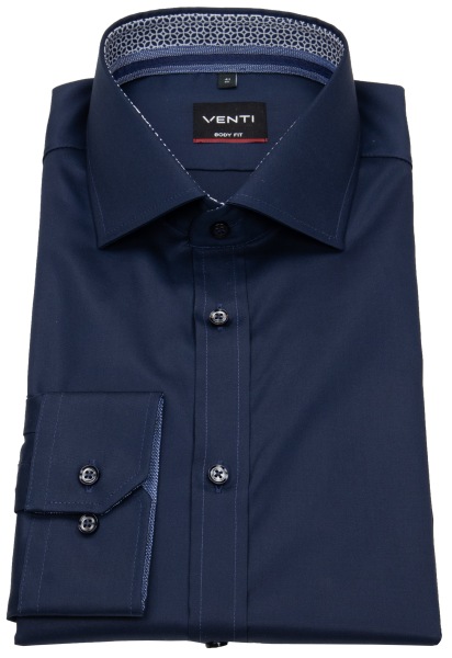 Venti Shirt - Body Fit - Kent collar - twill - contrast buttons - dark blue - no original packaging