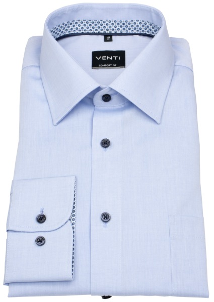 Venti Hemd - Comfort Fit - Kentkragen - Kontrastknöpfe - hellblau