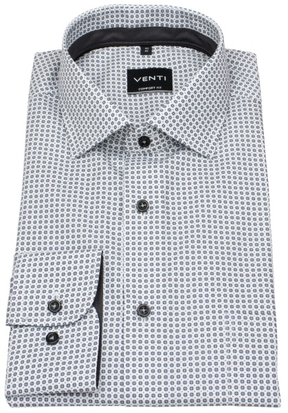 Venti Hemd - Comfort Fit - Kentkragen - Print - anthrazit / weiß