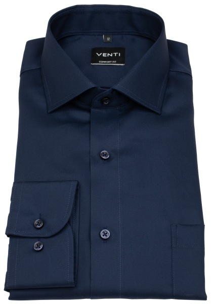Venti Hemd - Comfort Fit - Kentkragen - Twill - dunkelblau