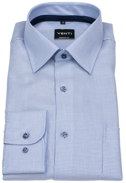 Venti Hemd - Comfort Fit - Print - Kontrastknöpfe - dunkelblau / hellblau