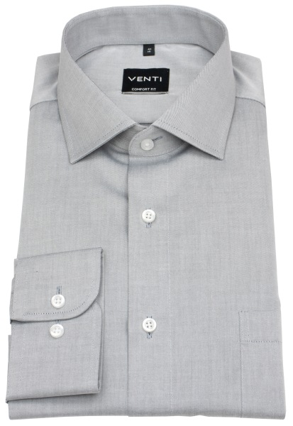Venti Chemise - Comfort Fit - twill - gris - manches raccourcies 58 cm