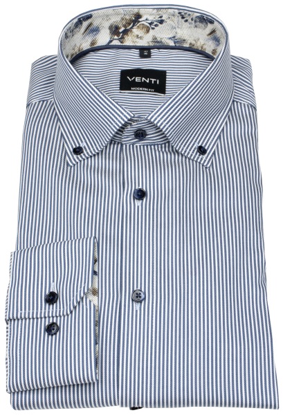 Venti Shirt - Modern Fit - Button-Down Collar - Stripes - Blue