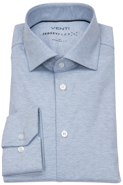 Venti Hemd - Modern Fit - Kentkragen - Jersey Flex Stretch - hellblau
