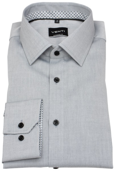 Venti Hemd - Modern Fit - Kentkragen - Kontrastknöpfe - grau