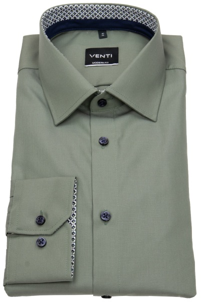 Venti Hemd - Modern Fit - Kentkragen - Kontrastknöpfe - grün - ohne OVP