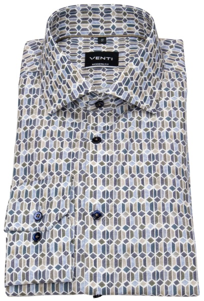 Venti Hemd - Modern Fit - Kentkragen - Kontrastknöpfe - Print - mehrfarbig
