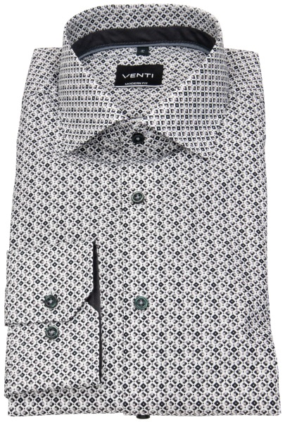 Venti Hemd - Modern Fit - Kentkragen - Print - anthrazit
