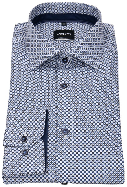 Venti Hemd - Modern Fit - Kentkragen - Print - blau - ohne OVP
