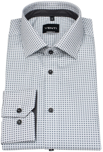 Venti Shirt - Modern Fit - Kent Collar - Print - Grey / White