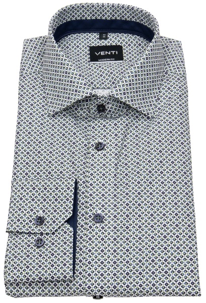 Venti Hemd - Modern Fit - Kentkragen - Print - grün - ohne OVP
