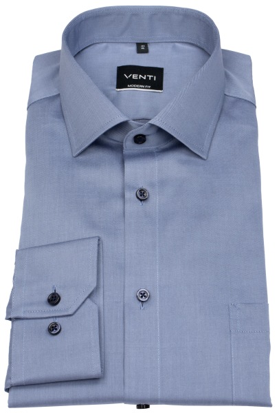 Venti Hemd - Modern Fit - Kentkragen - Twill - blau