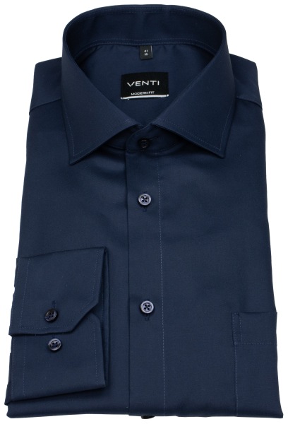 Venti Hemd - Modern Fit - Kentkragen - Twill - dunkelblau