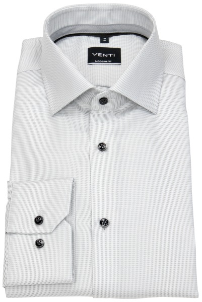 Venti Hemd - Modern Fit - Struktur - Kontrastknöpfe - hellgrau - 134023600 700 