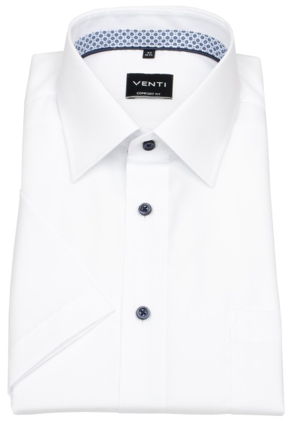 Venti Kurzarmhemd - Comfort Fit - Kontrastknöpfe - weiß