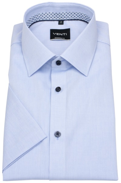 Venti Kurzarmhemd - Modern Fit - Kontrastknöpfe - hellblau