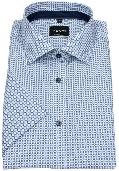 Venti Kurzarmhemd - Modern Fit - Kontrastknöpfe - hellblau / dunkelblau