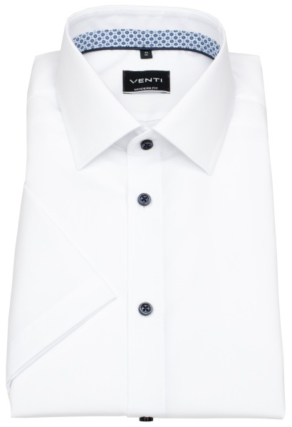 Venti Kurzarmhemd - Modern Fit - Kontrastknöpfe - weiß