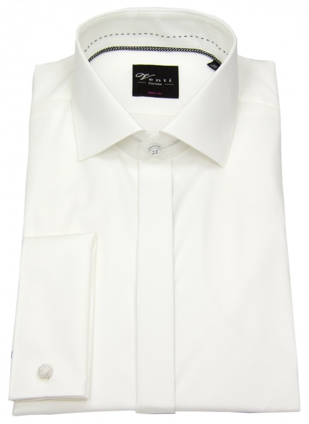 Venti Smokinghemd - Body Fit - verd. Knopfleiste - Umschlagmanschette - hellbeige